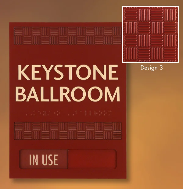 Compose 3D textures in your design featuring depths and build ups to give your ADA room signs added character and definition