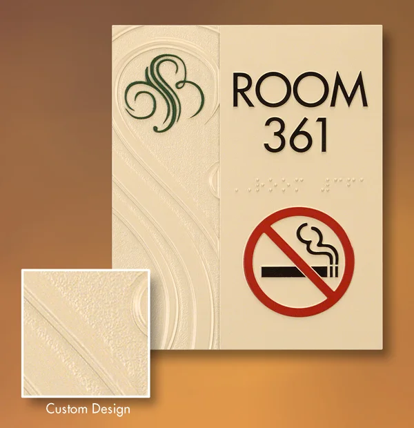 Customize an ADA Sign with custom designs, motifs and pictograms using Photopolymers