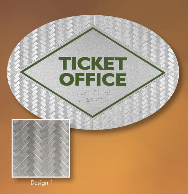 Develop an Oval ADA Sign theme with raised and sunken 3D relief patterns