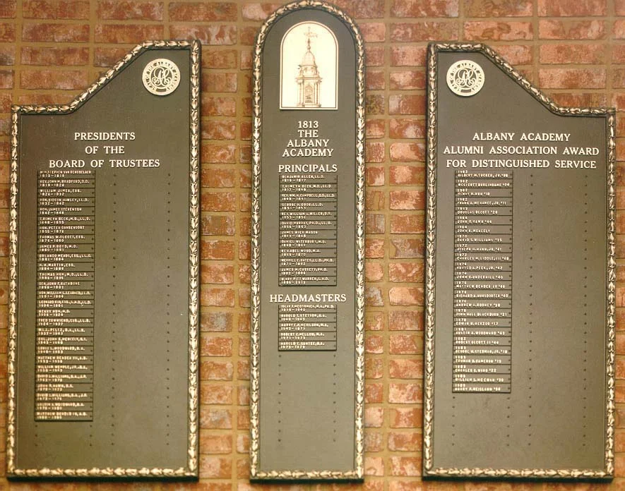Add-On Recognition Plaques on Cast Bronze Custom Plaques With Raised Custom Borders - The Albany Academy, Albany, New York