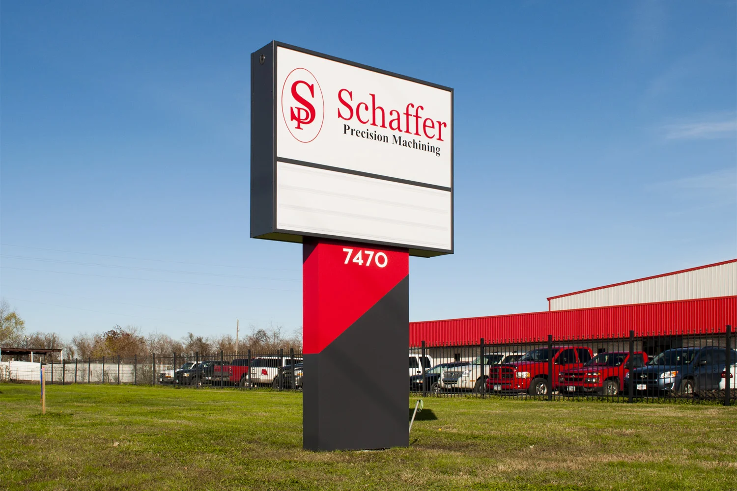 Heavy-Duty Lighted Pole Sign with Changeable Marquee Sign - Single Tenant Pylon with Custom Decorative Pole Cover Matching the Building Structure