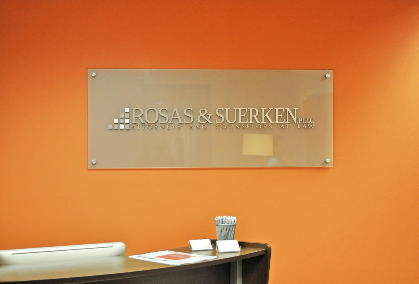 Glass Signs with Metal Laminated Logos Saifee Signs