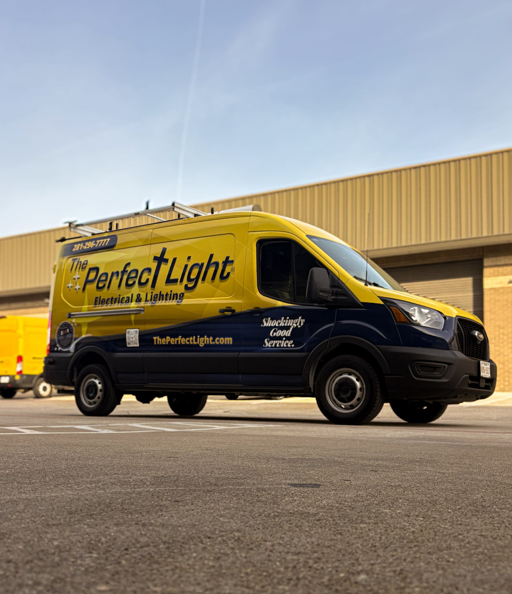 Houston electrical service van wrap for The Perfect Light Electrical & Lighting.