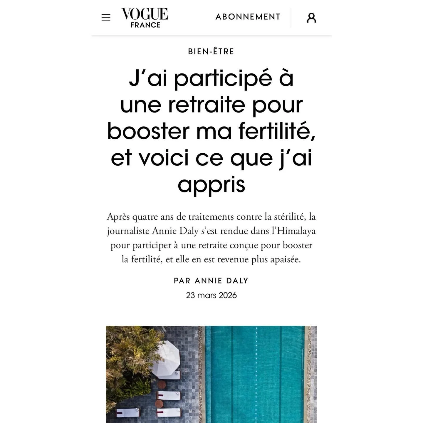 Genuinely touched to see my @anandainthehimalayas @voguemagazine fertility retreat essay translated for French and Italian Vogue. A far more universal topic than many may realize... 💔/❤️ 

Merci and grazie mille, @voguefrance and @vogueitalia. I hop