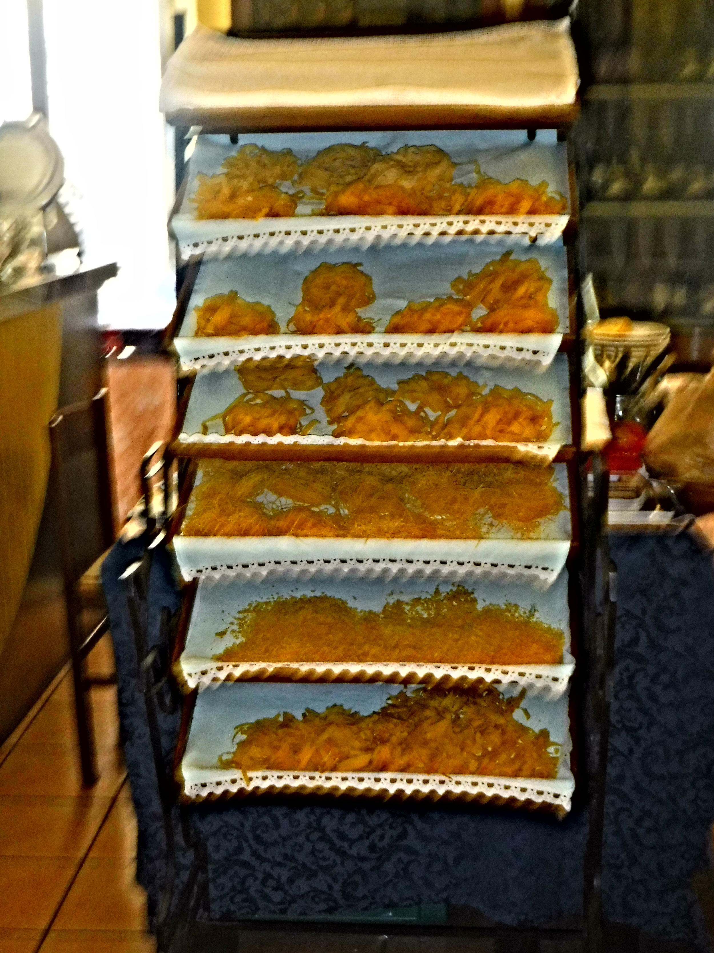 3. Homemade pasta drying on linen covered trays at Ristorante Da Enzo.JPG