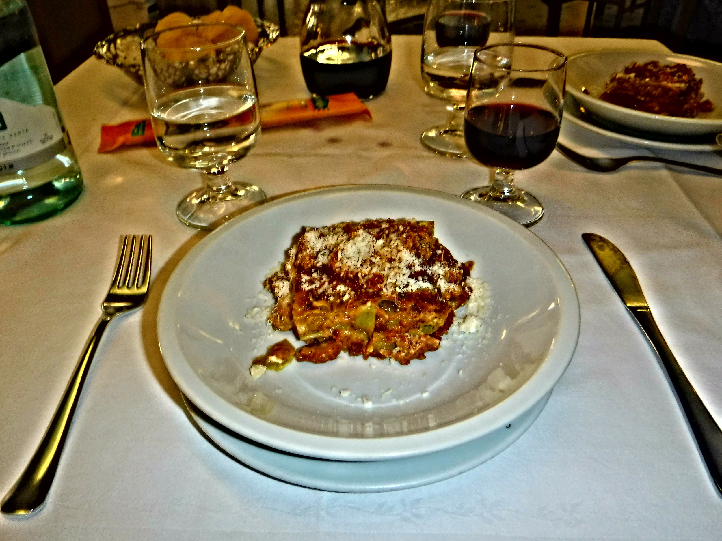 7. 1st course of delicate lasagne verdi-spinach flavored pasta with meat ragout & béchamel sauce.JPG