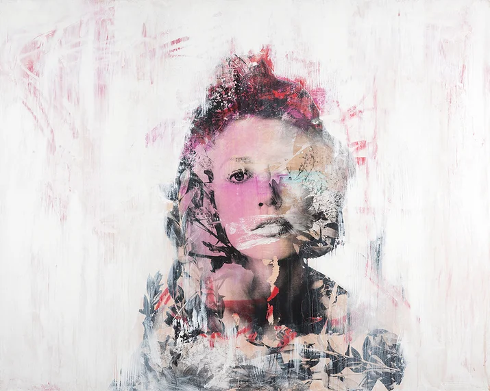 Joe Friend - Amidst My Grandmother's Garden is where i learned to softly say hello. Mixed Media On Panel. - 60x48"