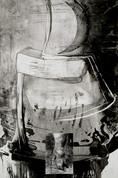 Pier , 1993, ink and photograph on mylar, 39 x 26 inches, Private collection.