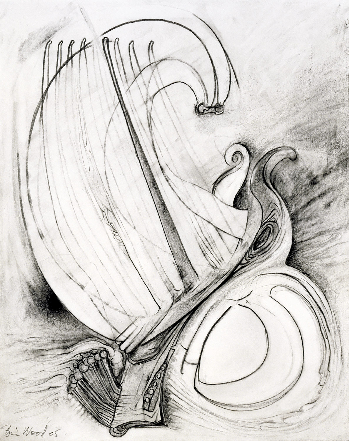 Brian Wood <br> "Vent," 2005 <br> Graphite on paper <br> 14 x 11 in.