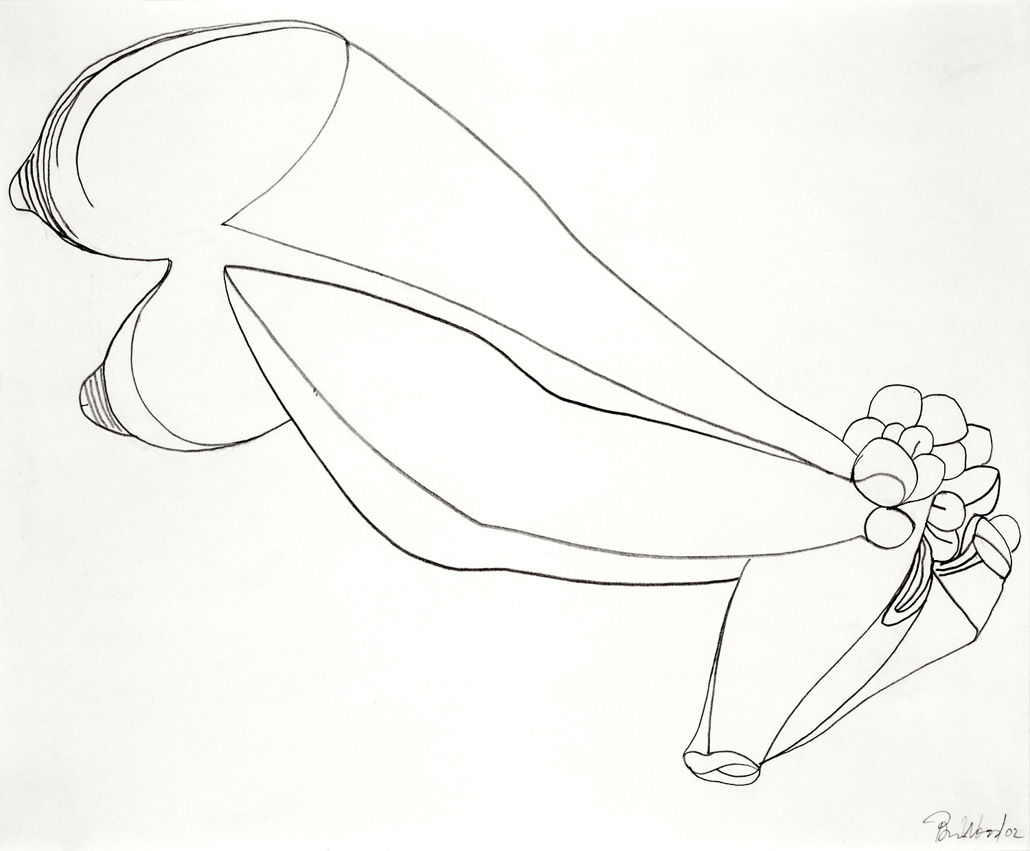 Brian Wood <br> "Tux," 2002 <br> Graphite on paper <br> 14 x 17 in.
