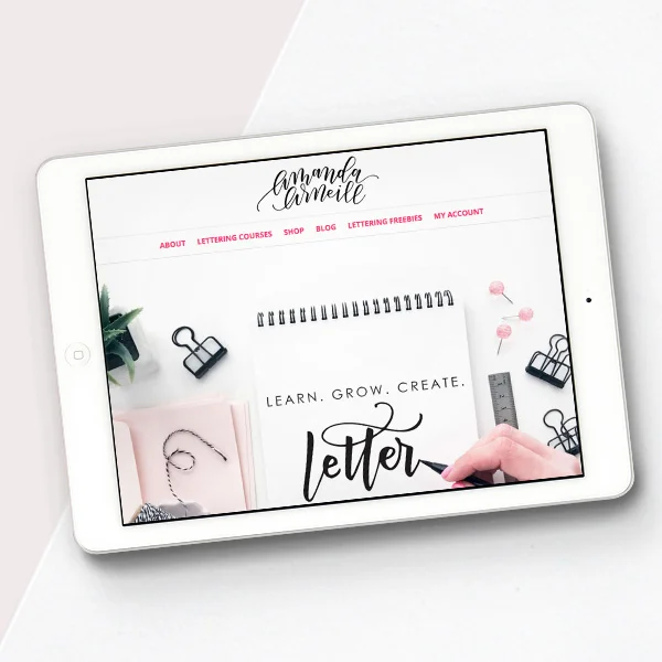 I love love love Amanda Arneill’s lettering courses ! She breaks the lettering process down into easy to follow steps, gives tons of advice on composition, and you’ll learn multiple styles and best practices for combining and using them. I personally have taken the following courses: Let’s Keep Lettering , The Perfect Piece , and Turn Your Hobby Into a Jobby . All of these courses have been high quality and very informative so I would recommend any of her classes that might float your boat.