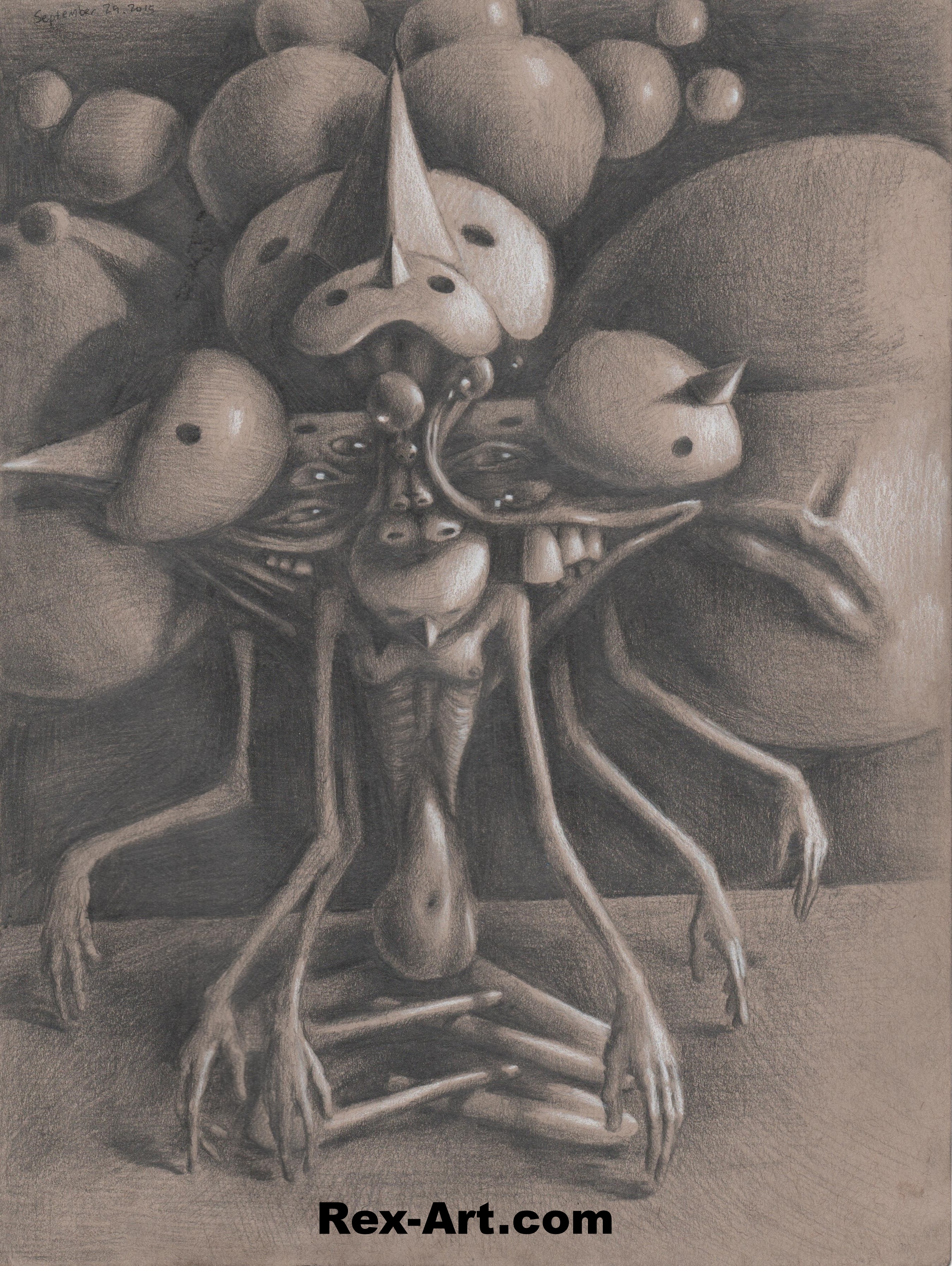   Born to Die , graphite on toned paper, 9” x 12” 