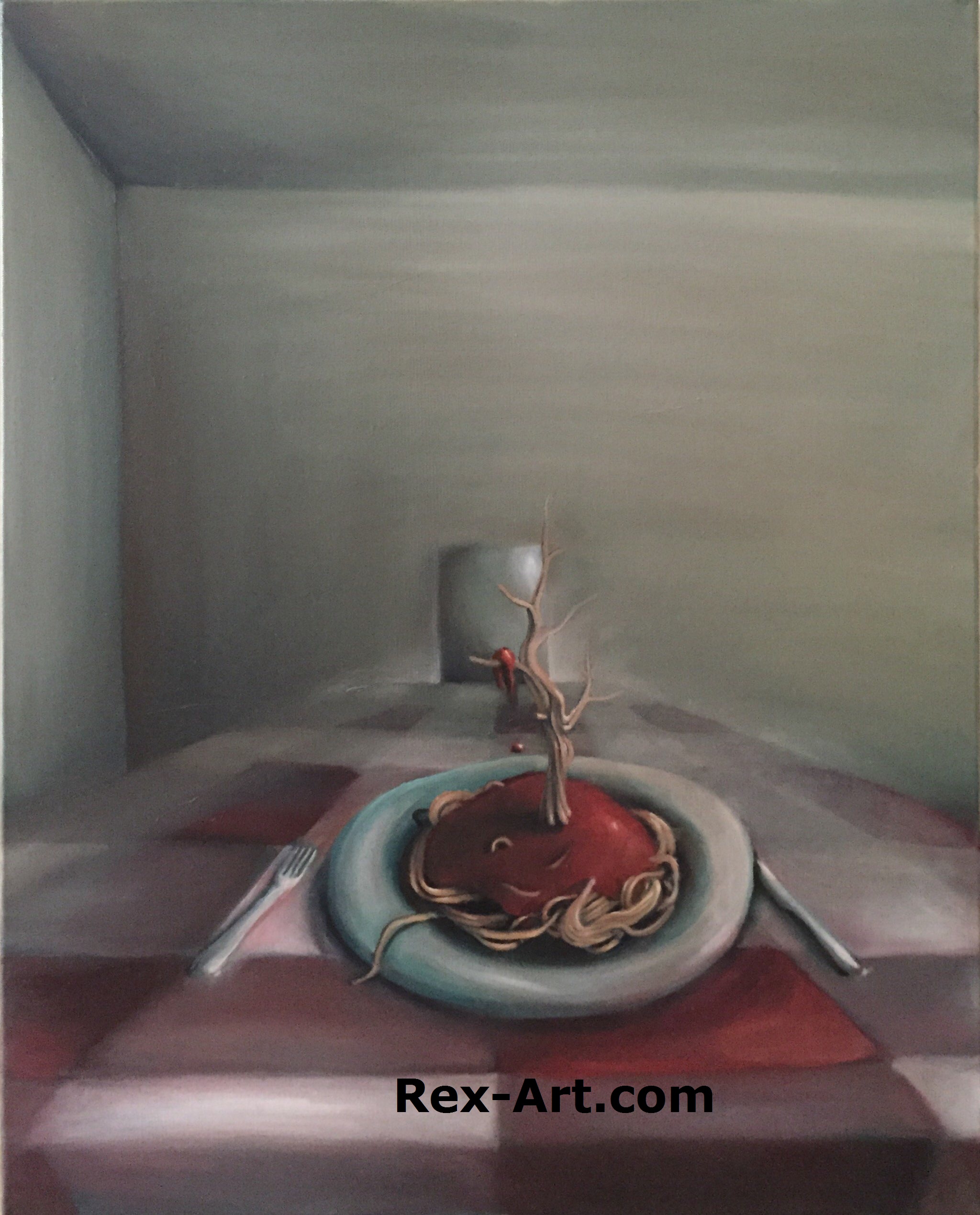   Spaghettree,  oil on canvas, 18” x 24” 