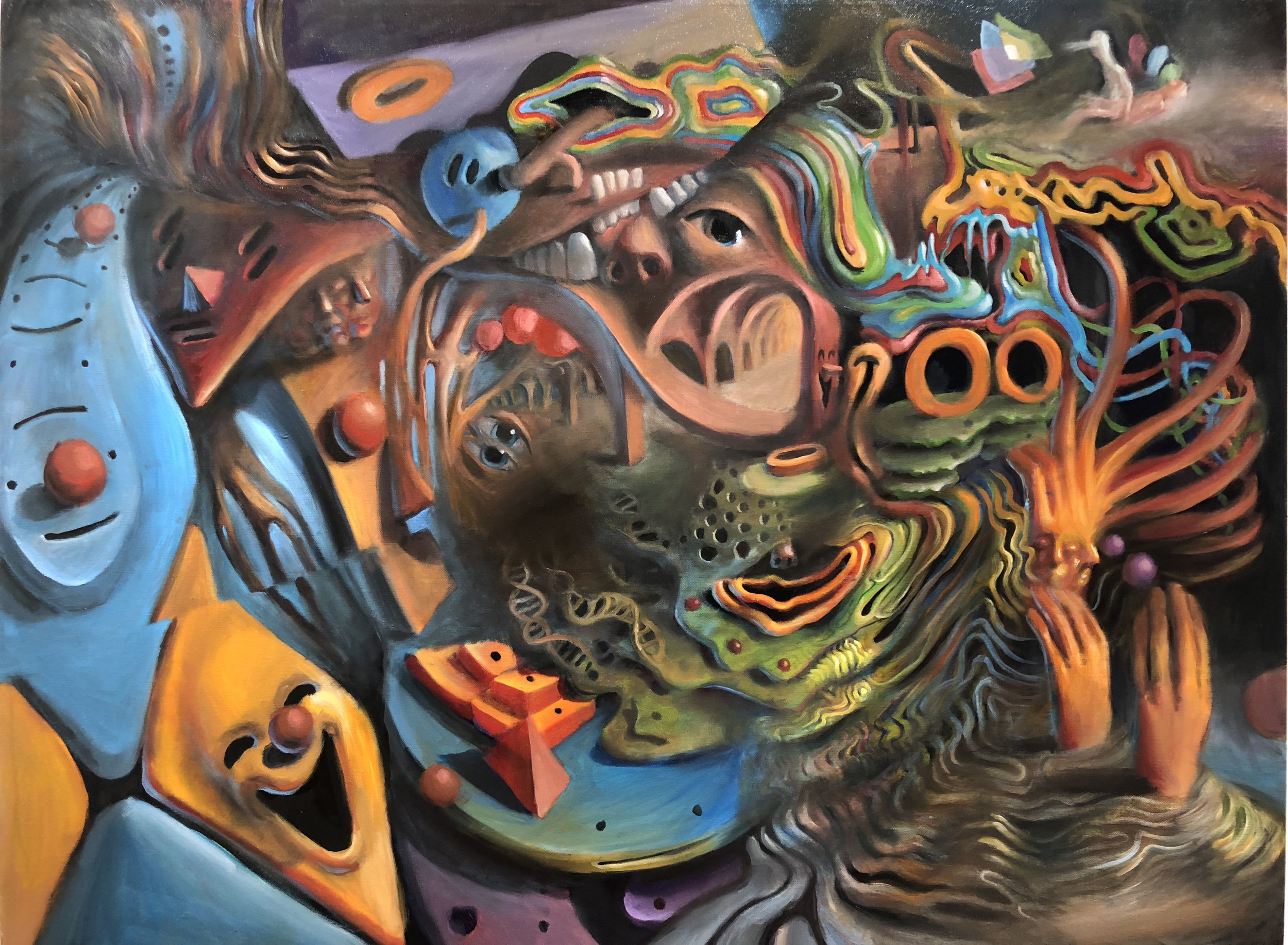   Cosmic Carnival , oil on canvas, 42”x30” 
