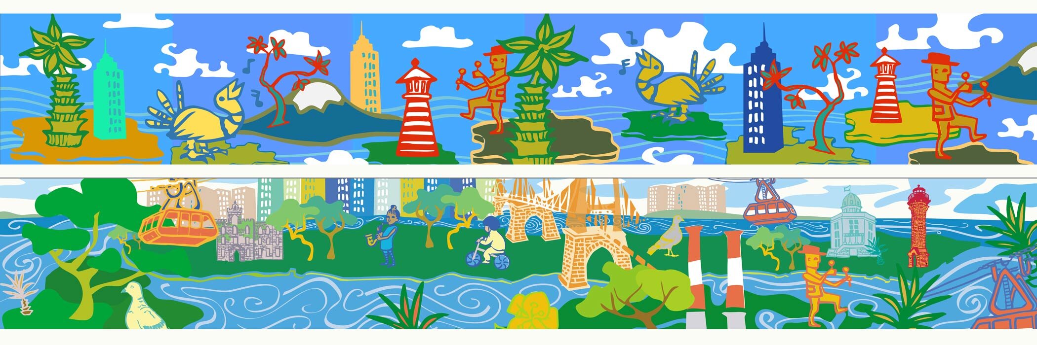 Vinyl Banner Murals for Roosevelt Island's HESCO barriers 