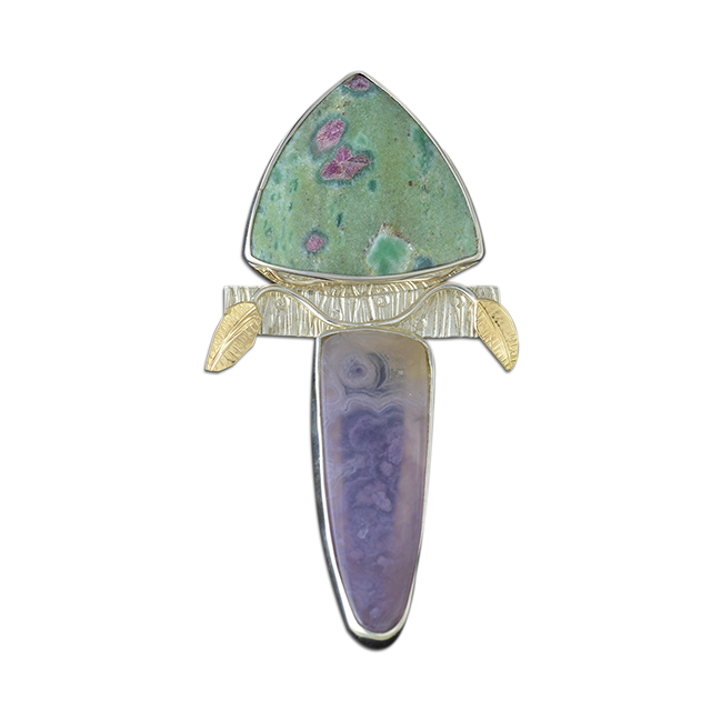 Original Pin/Pendant - Sterling/14K - Ruby Zoisite/Lavender Agate