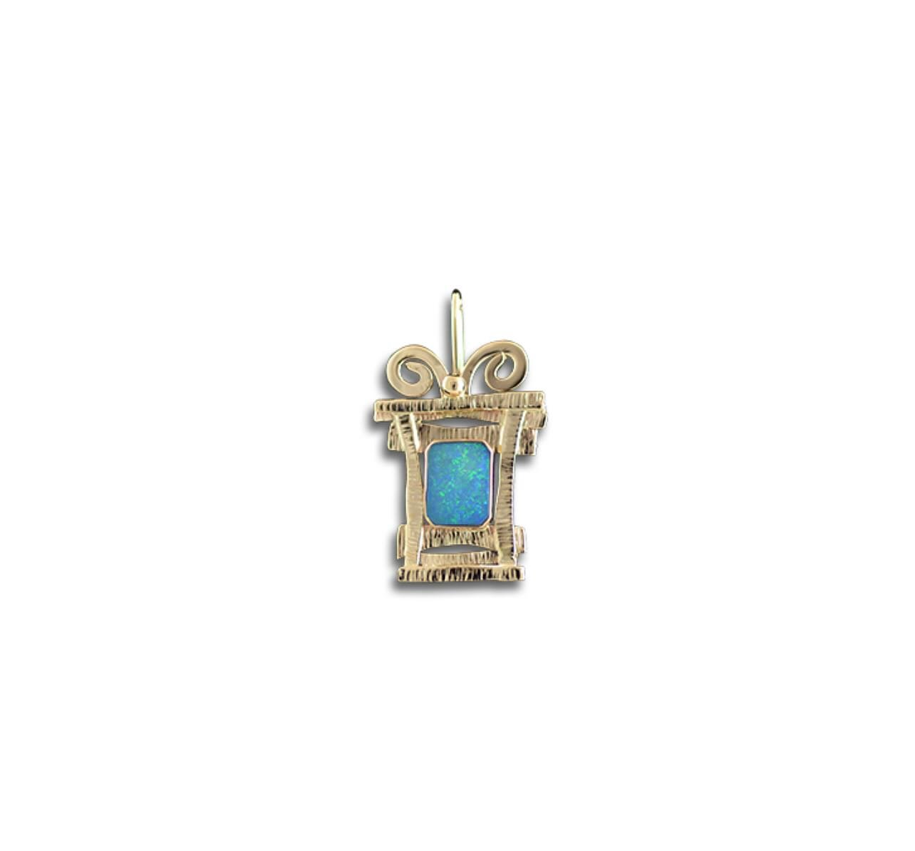 Boulder Opal with 14k gold, a one-of-a-kind pendant that would be stunning alone or layered with delicate chains. Soldered in our studio by hand for durability.

1.5&rdquo;H x 1&rdquo;W x .375&rdquo; D
$495

BOULDER OPAL: Boulder Opal is a unique and