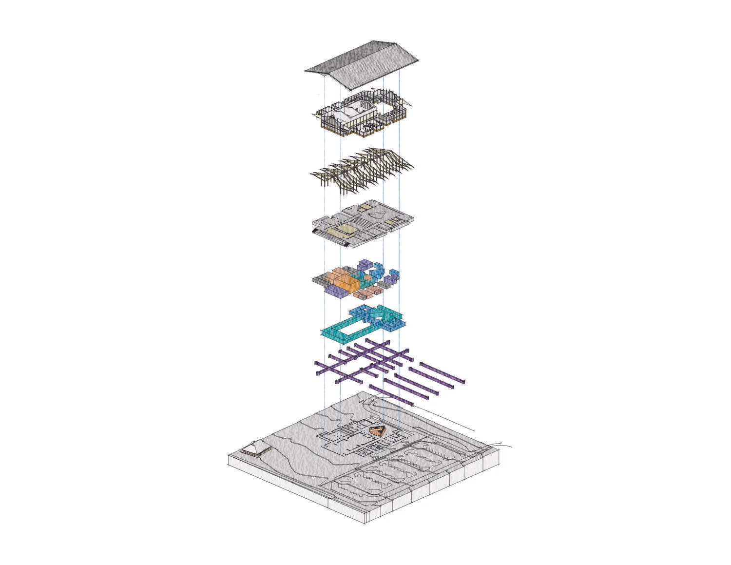    Parti Diagram and Construction Isometric.  [SketchUp]  