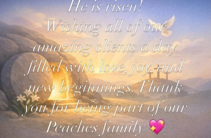 Happy Easter from Peaches Salon! ✝️🐣💐
He is risen!
Wishing all of our amazing clients a day filled with love, joy, and new beginnings. Thank you for being part of our Peaches family 💖
#HappyEaster #HeIsRisen #PeachesSalon