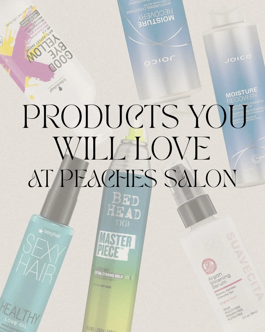✨ PEACHES SALON FAVORITES ✨
These are a few of the products we reach for behind the chair again and again 🤍
From keeping your color fresh to adding shine, softness, and heat protection &mdash; these are staples in our salon for a reason 🍑
&bull; Hy