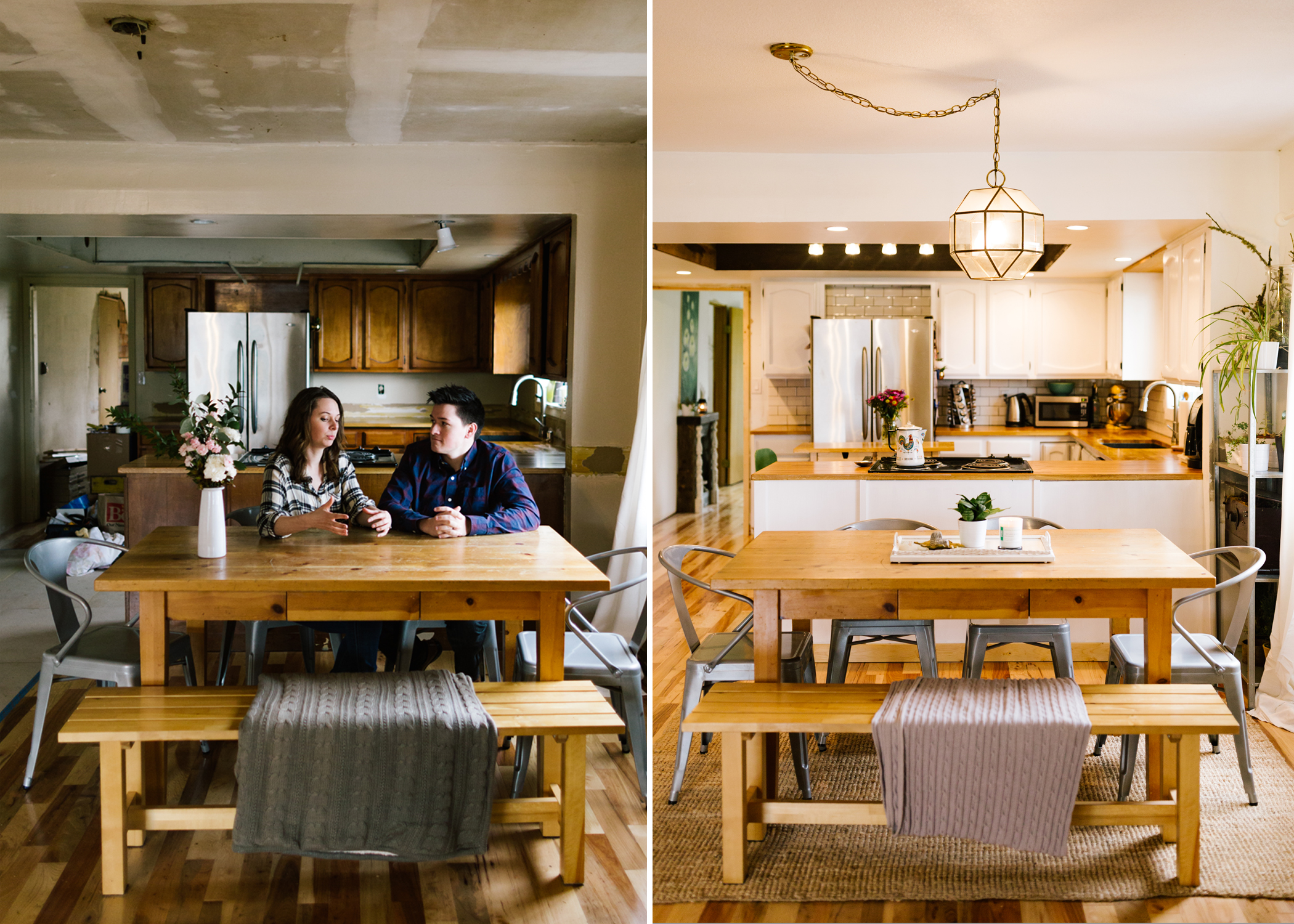 This is by far my favorite before & after comparison. Look at that kitchen space!! It's like something straight out of a magazine.