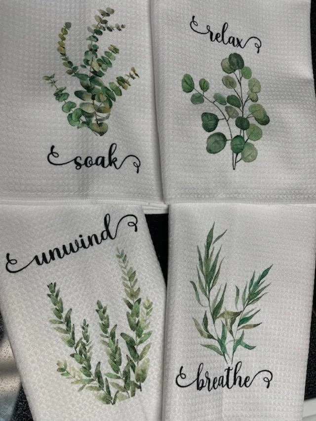 set of 4 botanical hand towels