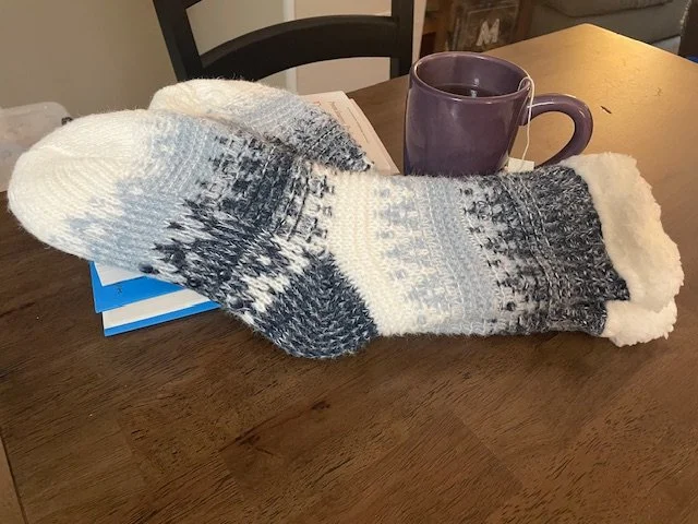 fuzzy blue slipper socks