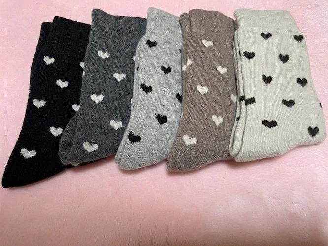 winter socks with hearts, 5-pack