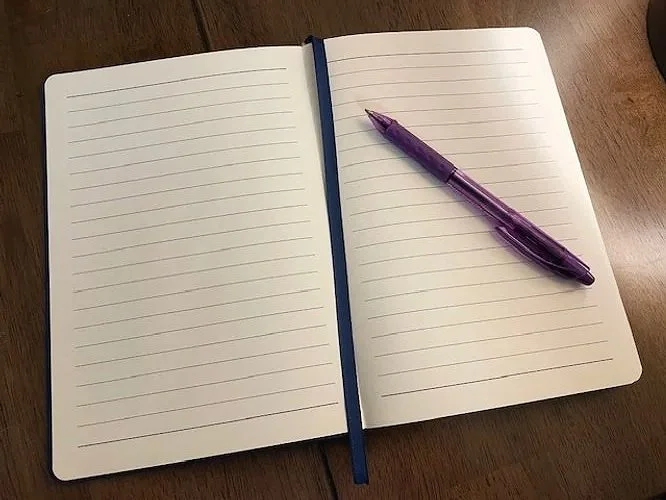 blue lined leather journal