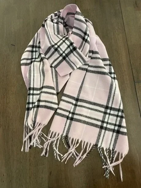 pink plaid wool scarf