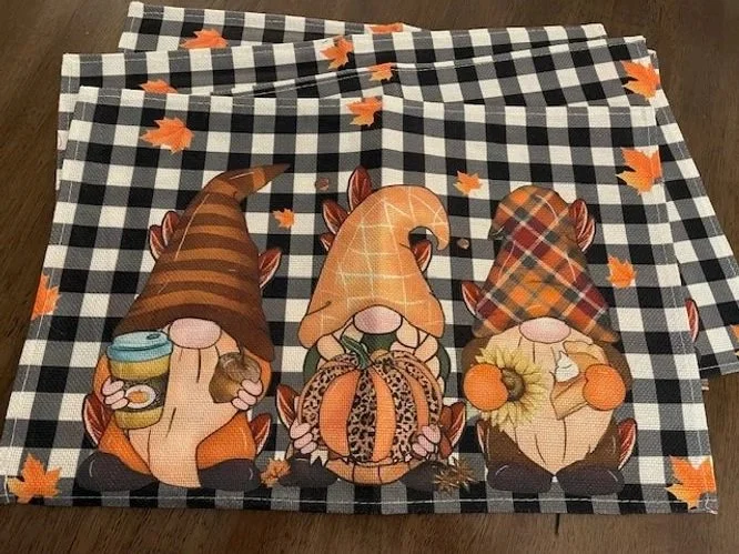 plaid gnome fall placemats