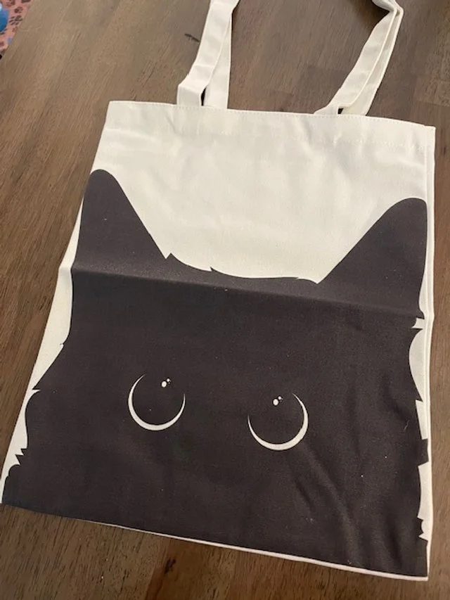 cat face tote bag