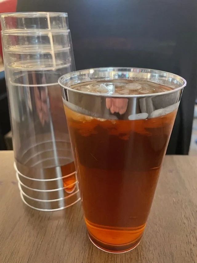 silver tipped plastic glasses