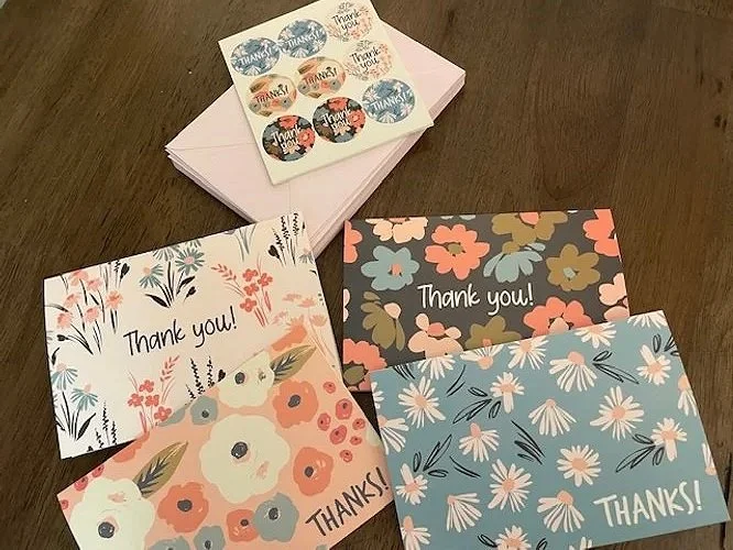 flower thank you cards, 48 piece