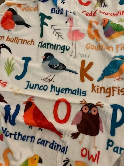 bird alphabet blanket