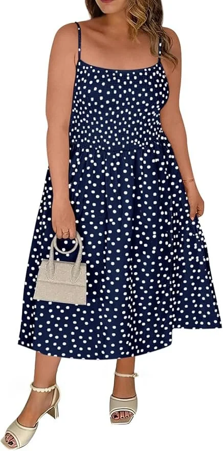 navy polka dot summer dress