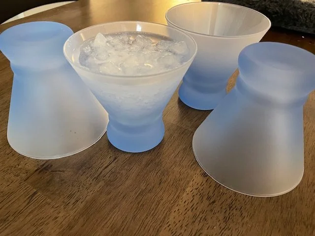blue frosted cocktail glasses