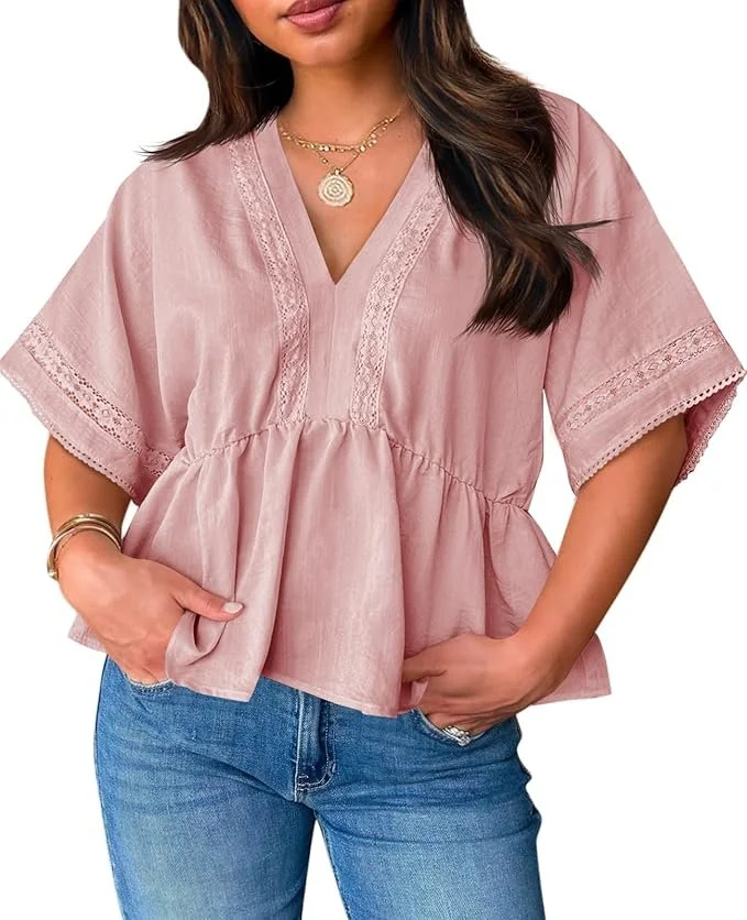 pink boho summer blouse