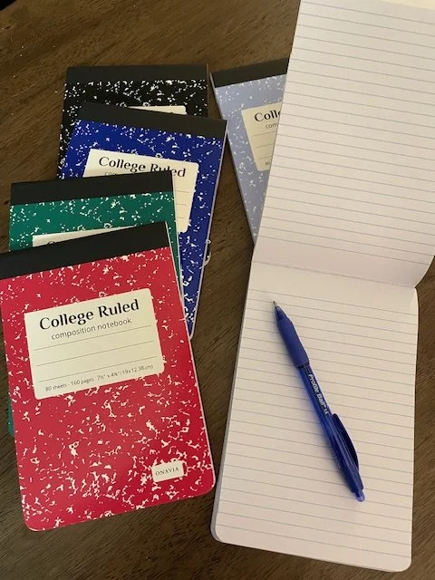 half size composition notebooks, set of 6 assorted colors