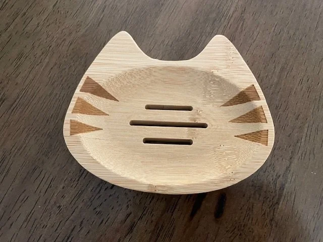 cat bamboo soap dish