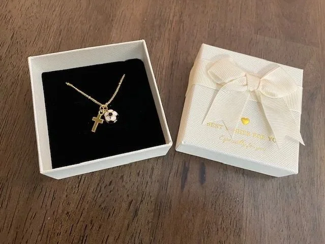 soccer ball plus cross pendant