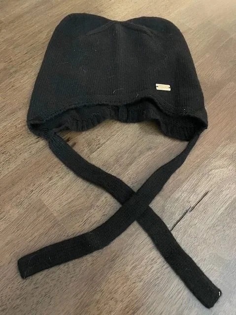 black wool cap with cat ears and flaps