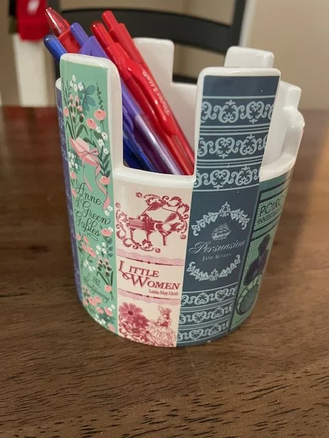 book spine ceramic pen holder