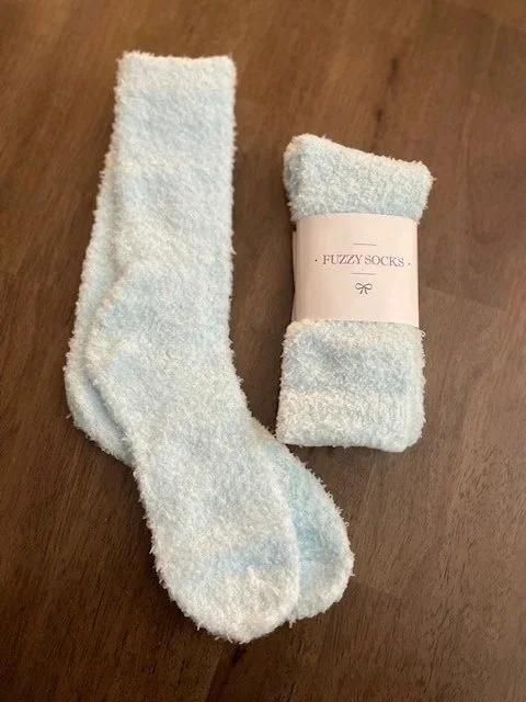 fuzzy socks, light blue, 2 pack