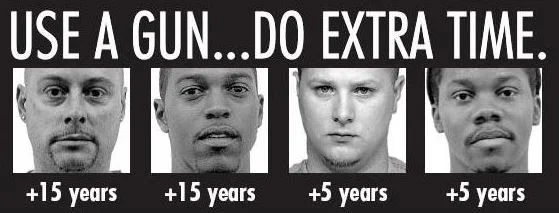  Real inmates convicted of gun crimes who agreed to promote mandatory sentencing as a deterrent for others. 