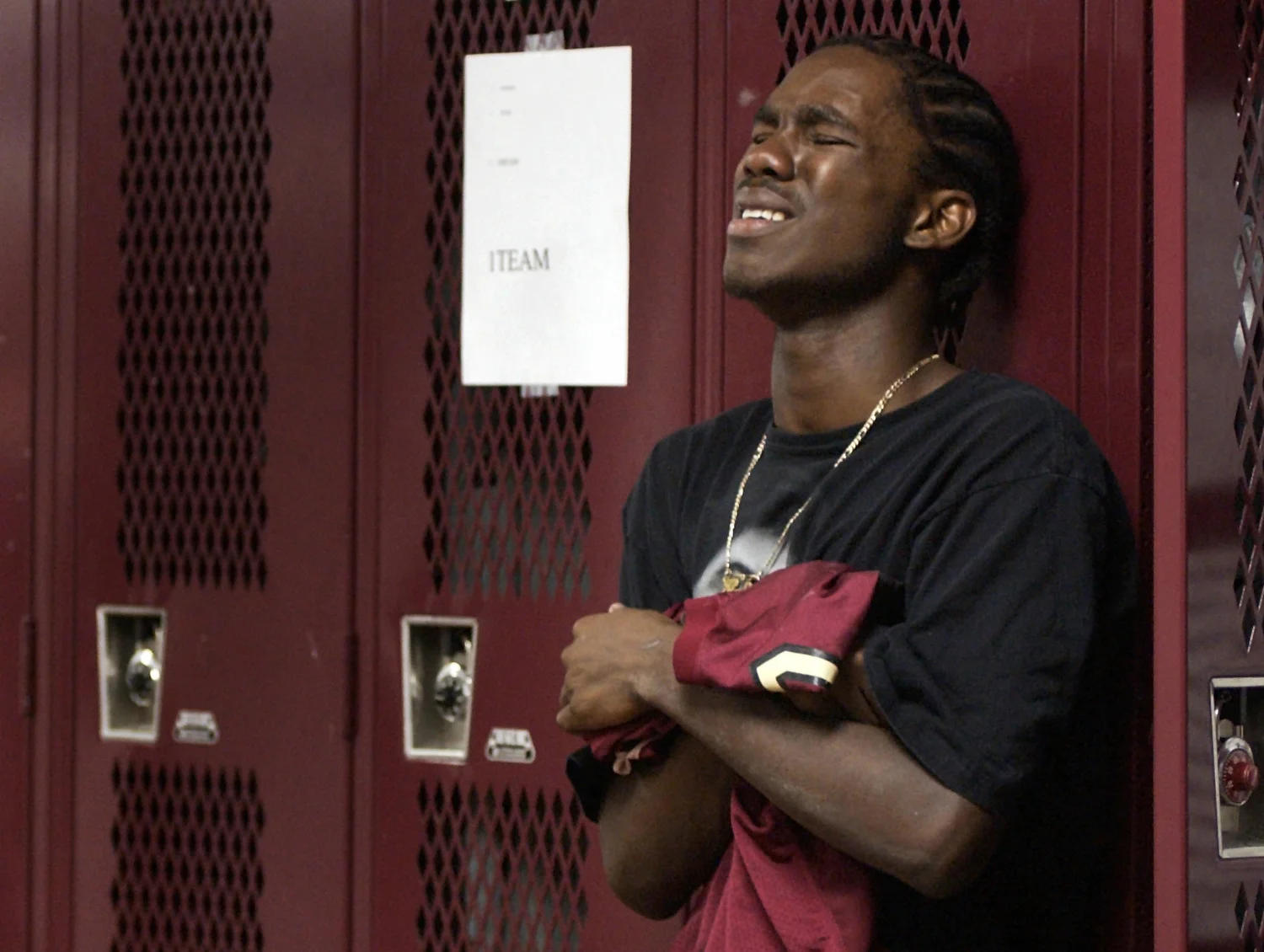  Senior Jarvis Williams holds his jersey after the Riverdale football team's second-round playoff loss to Glades Central. Despite their loss, the team had the best season in school history. 