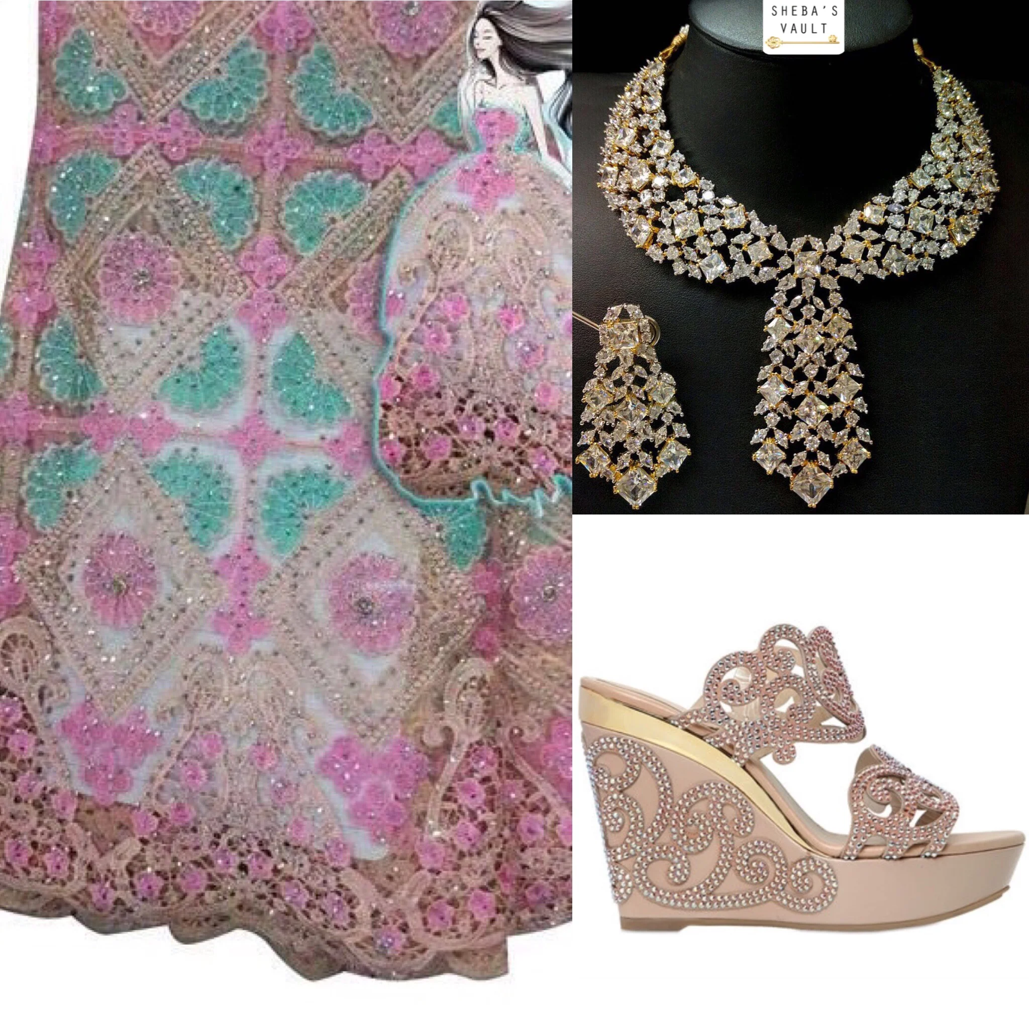 Kamya full stones net lace