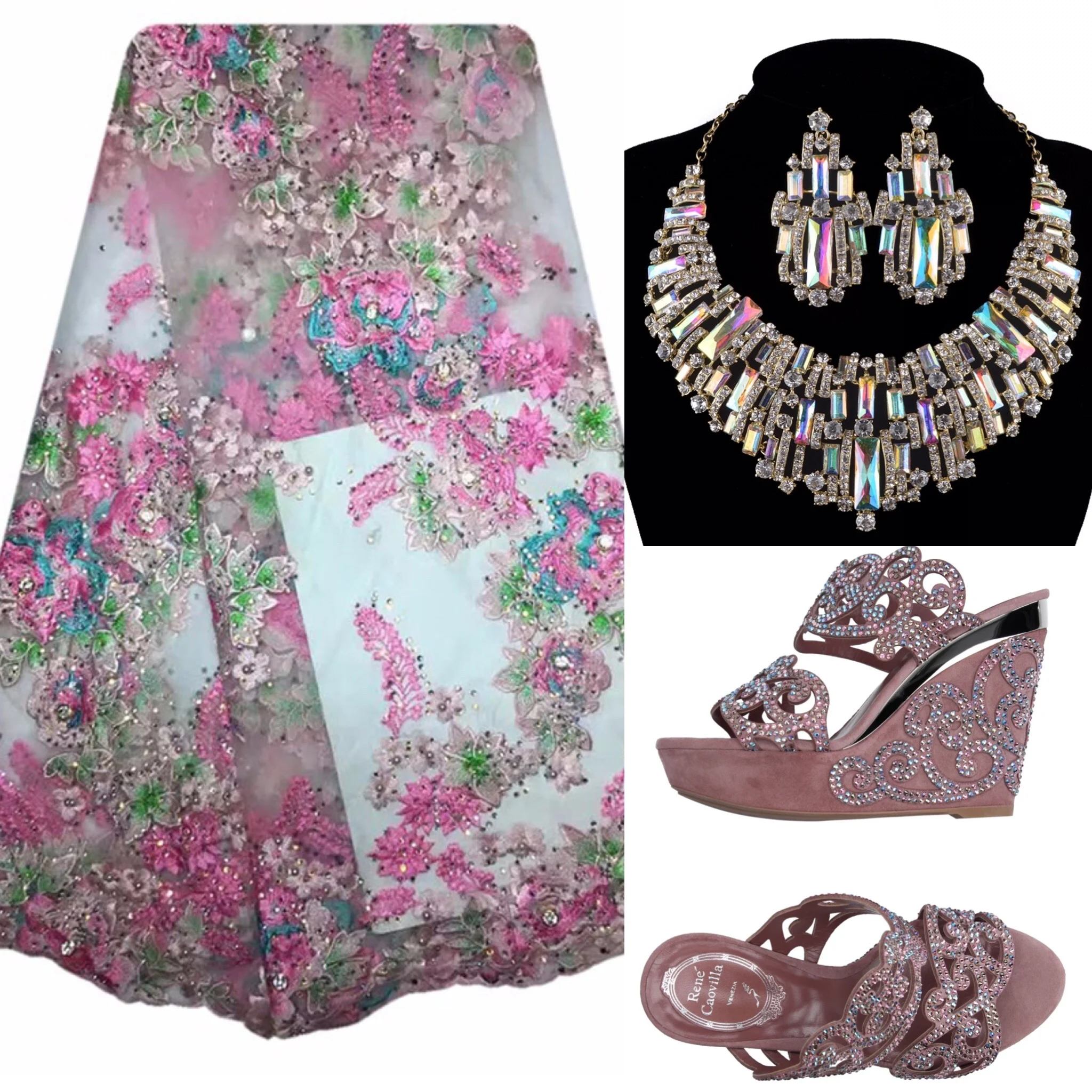 Bella beaded net lace