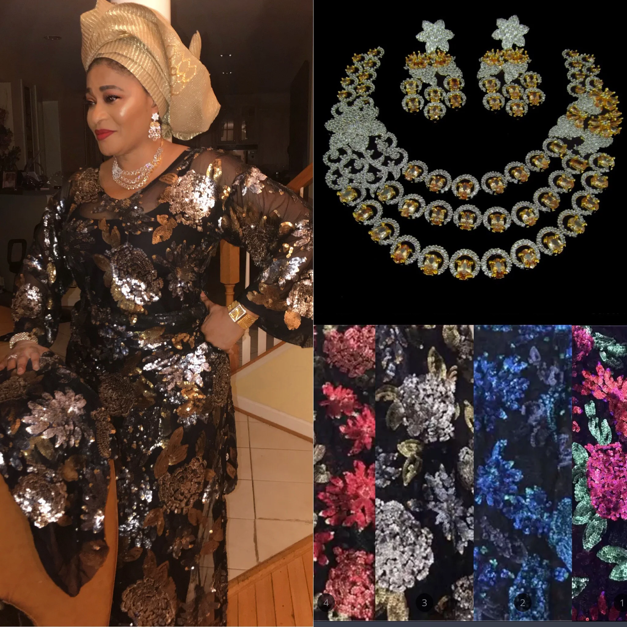 Qirat sequins French lace