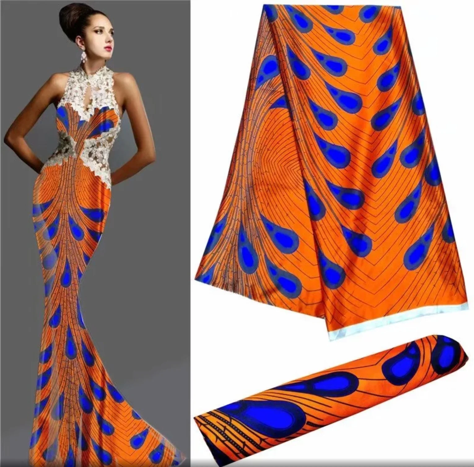 soft silk spandex Ankara fabric for dress 5 yards